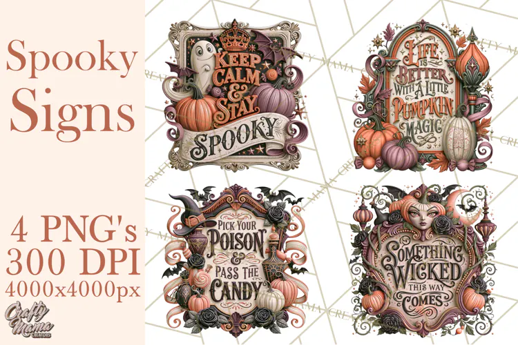 Retro Halloween Sign Clipart PNG