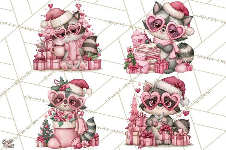 Funny Christmas Raccoon Clipart, Sassy Holiday PNG Design