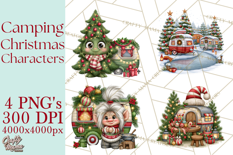 Christmas Camper Clipart PNG Whimsical Holiday