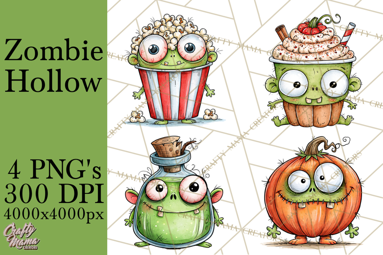 Zombie Hollow Cute Zombie Halloween Clipart PNG