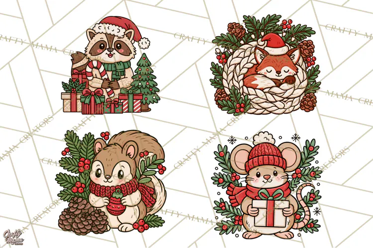 Cozy Christmas Clipart PNG, Cute Holiday Christmas Designs