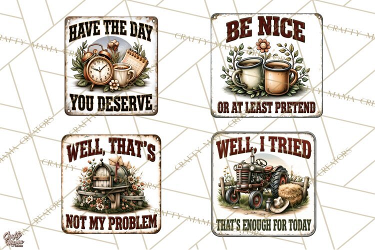 Rustic Sarcastic Quotes PNG | Vintage Funny Signs Clipart example image 1