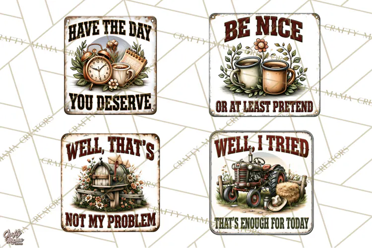 Rustic Sarcastic Quotes PNG | Vintage Funny Signs Clipart