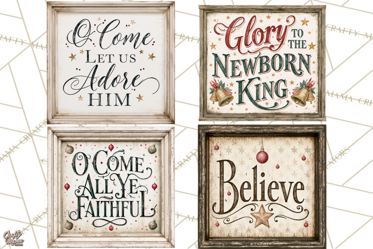 Christian Farmhouse Christmas Signs PNG example image 1