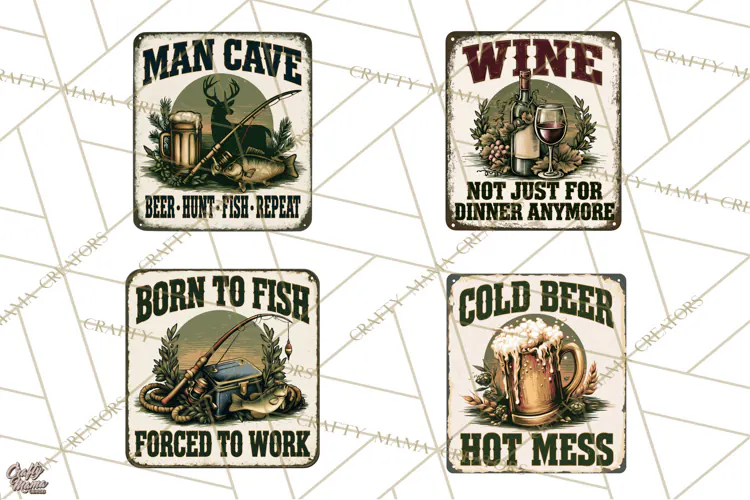 Vintage Man Cave Funny Clipart, Beer Png, Hunting, Bar Sign
