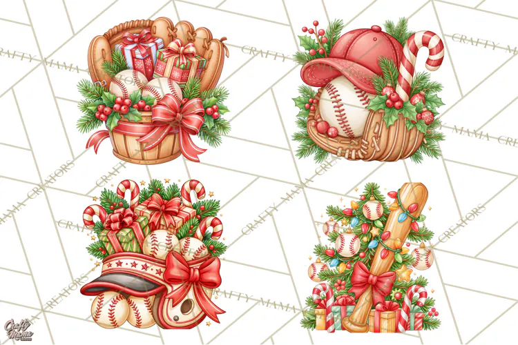 Christmas Baseball Clipart PNG