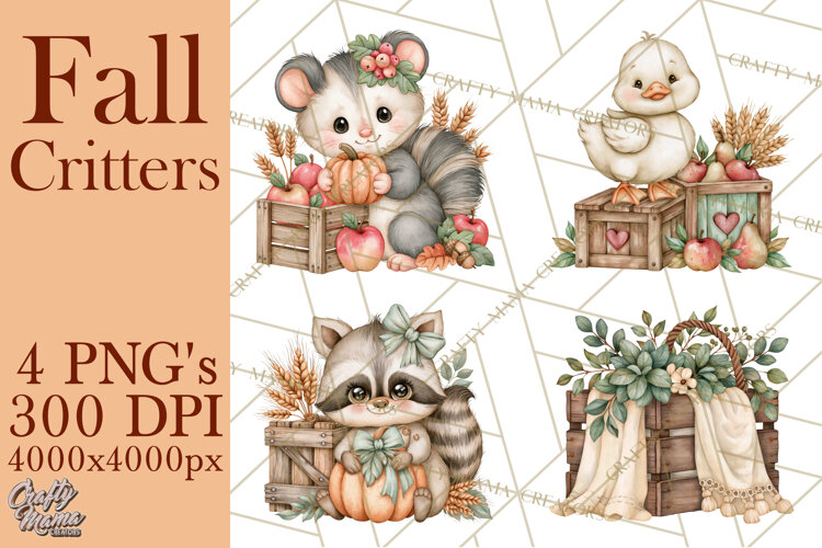 Cottagecore Fall Critters Clipart PNG example image 1