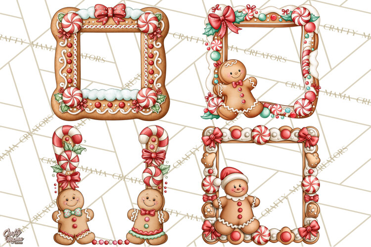 Downtown Gingerbread Town Christmas Frames PNG example image 1