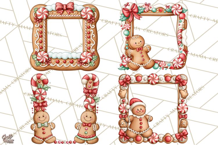 Downtown Gingerbread Town Christmas Frames PNG