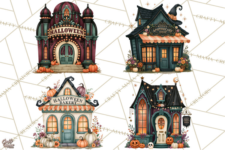 Vintage Halloween Places PNG, Halloween Magic Clipart example image 1