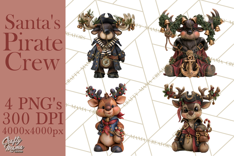 Christmas Pirate Crew Clipart PNG