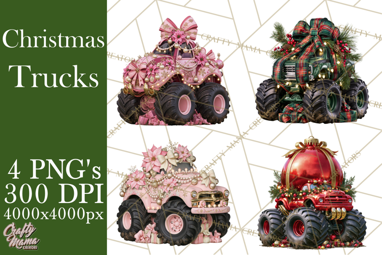 Christmas Monster Truck Clipart PNG