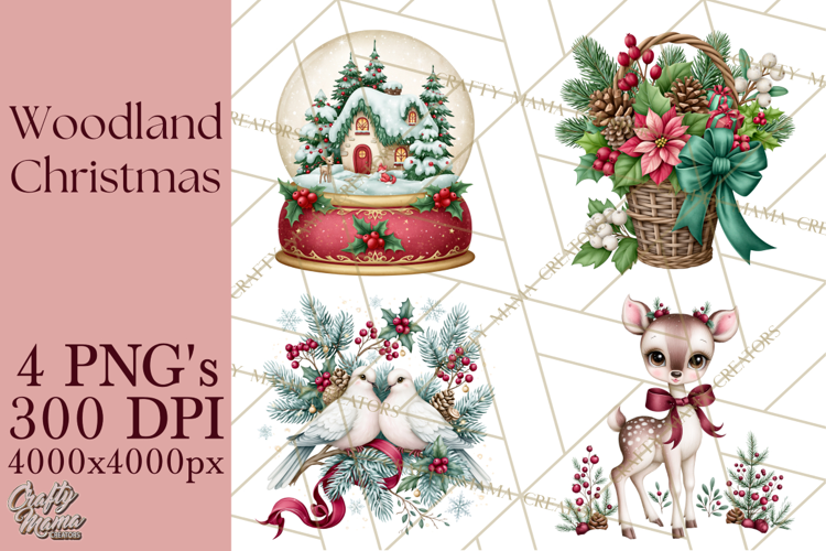 Christmas Woodland Girls PNG Clipart, Holiday Characters