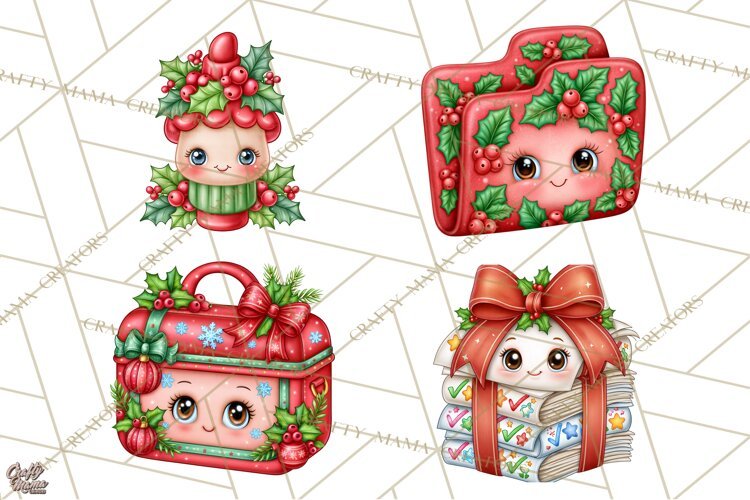 Christmas School Supplies & Teacher Clipart example image 1