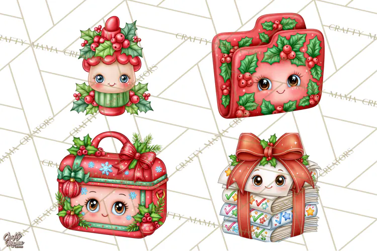 Christmas School Supplies & Teacher Clipart