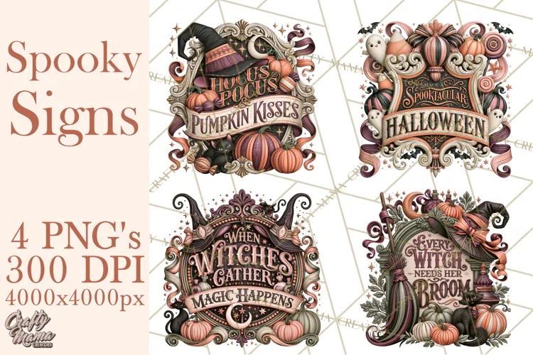 Retro Halloween Sign Clipart PNG
