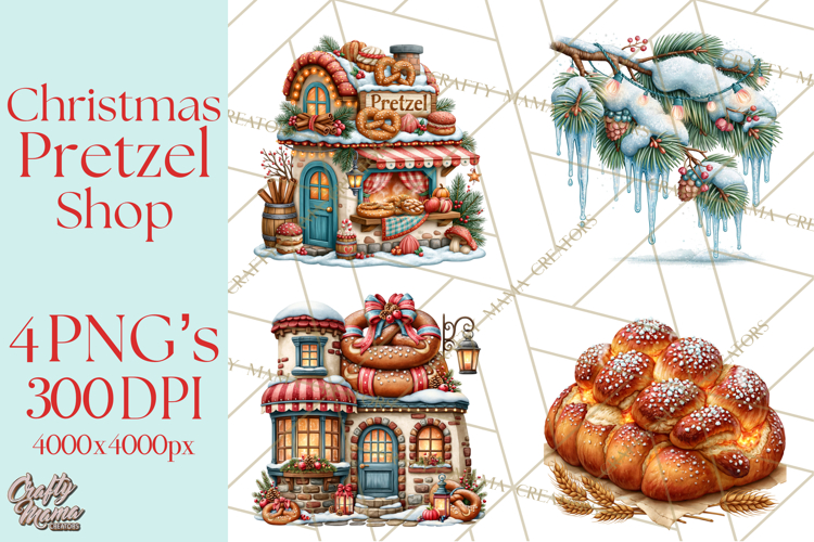 Christmas Pretzel Bakery Clipart PNG Food Elements