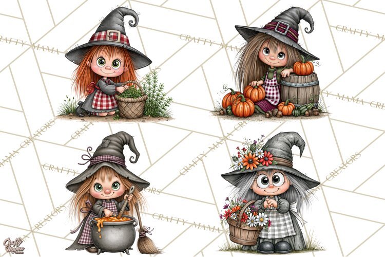 Halloween Farmhouse Monsters Clipart, Cute Halloween Farm example image 1