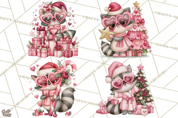 Funny Christmas Raccoon Clipart, Sassy Holiday PNG Design