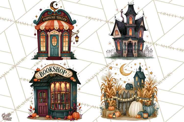Vintage Halloween Places PNG, Halloween Magic Clipart example image 1