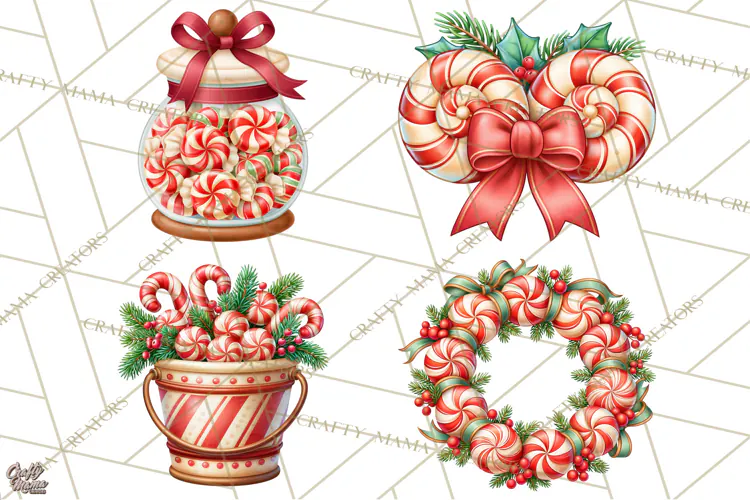 Candy Cane Lane Vintage Christmas Accents Clipart
