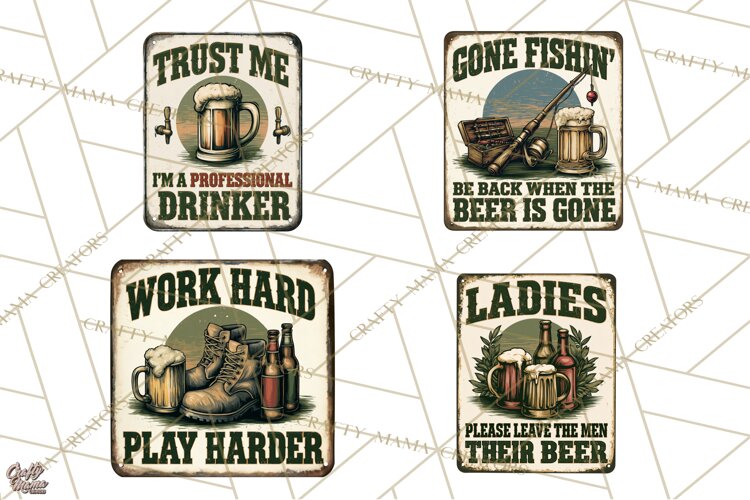 Vintage Man Cave Funny Clipart, Beer Png, Hunting, Bar Sign example image 1