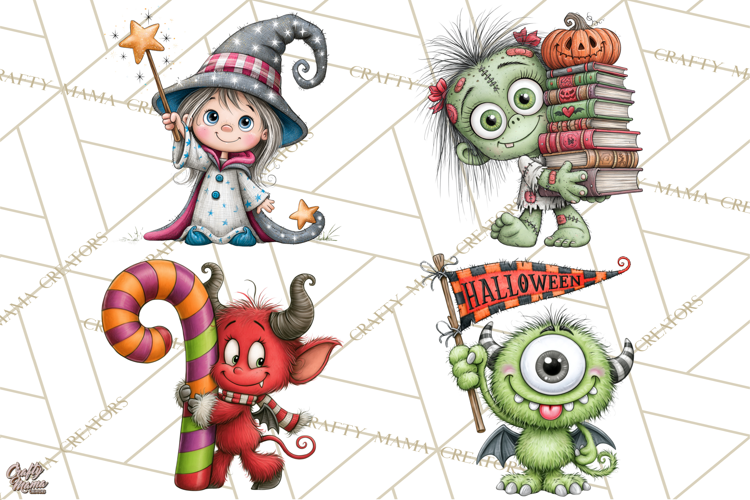 Halloween Monster Munchkins In Action PNG