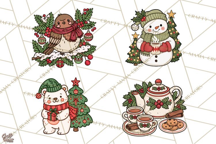 Cozy Christmas Clipart PNG, Cute Holiday Christmas Designs example image 1