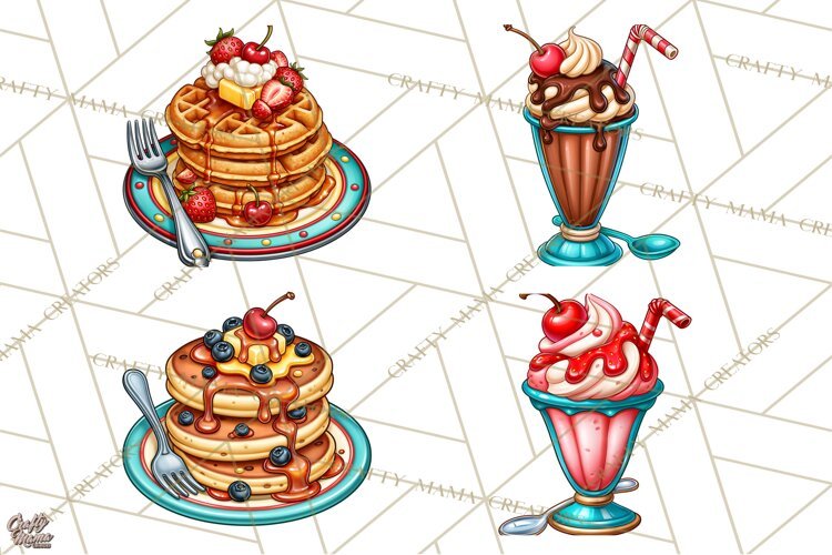 Retro Diner Clipart PNG 1950s Vintage Food Jukebox example image 1