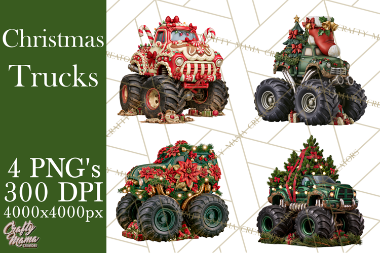 Christmas Monster Truck Clipart PNG