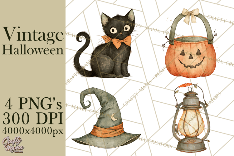 Retro Halloween Characters PNG Clipart, Vintage Halloween