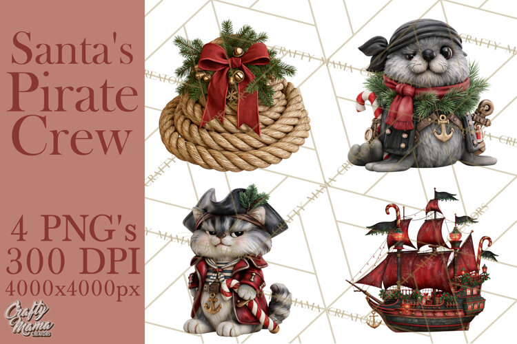 Christmas Pirate Crew Clipart PNG example image 1