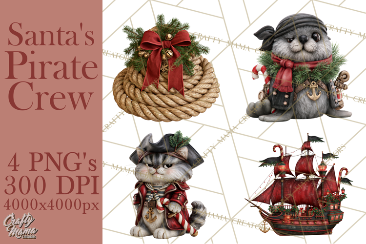 Christmas Pirate Crew Clipart PNG