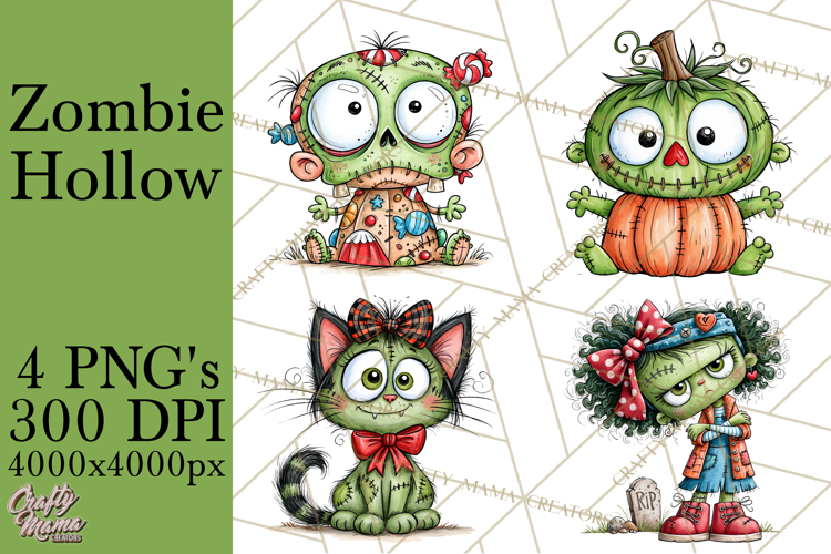 Zombie Hollow Cute Zombie Halloween Clipart PNG