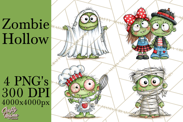 Zombie Hollow Cute Zombie Halloween Clipart PNG