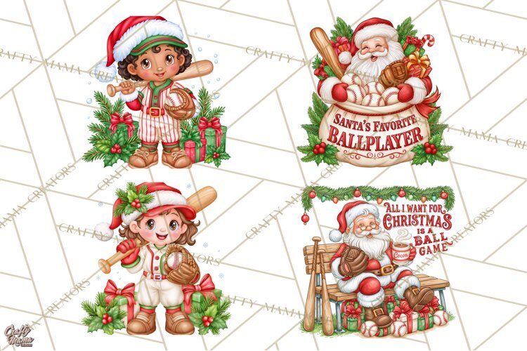 Christmas Baseball Clipart PNG example image 1