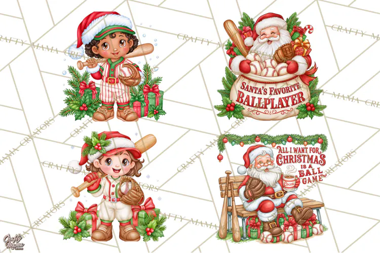 Christmas Baseball Clipart PNG