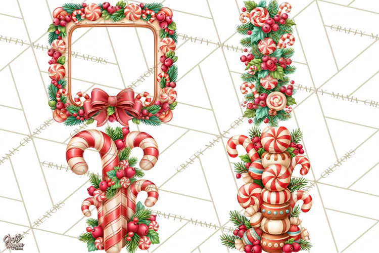 Candy Cane Lane Christmas Frames Signs & Borders