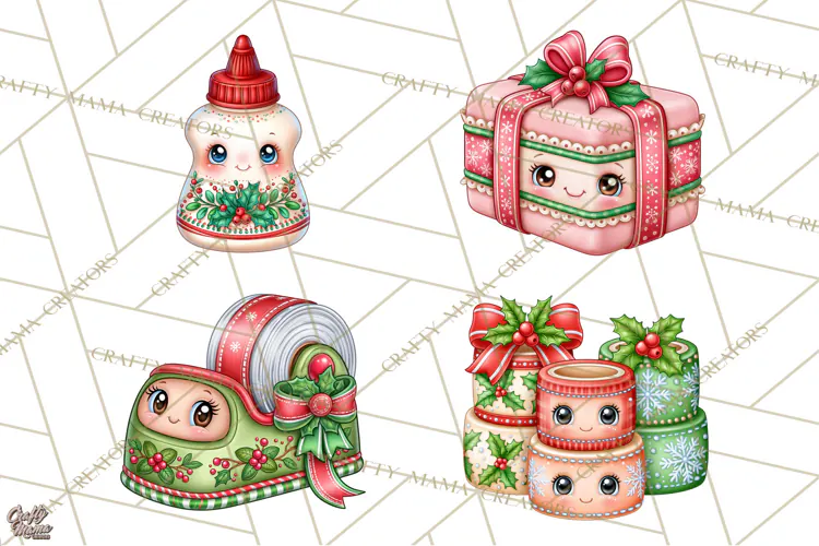 Christmas School Supplies & Teacher Clipart