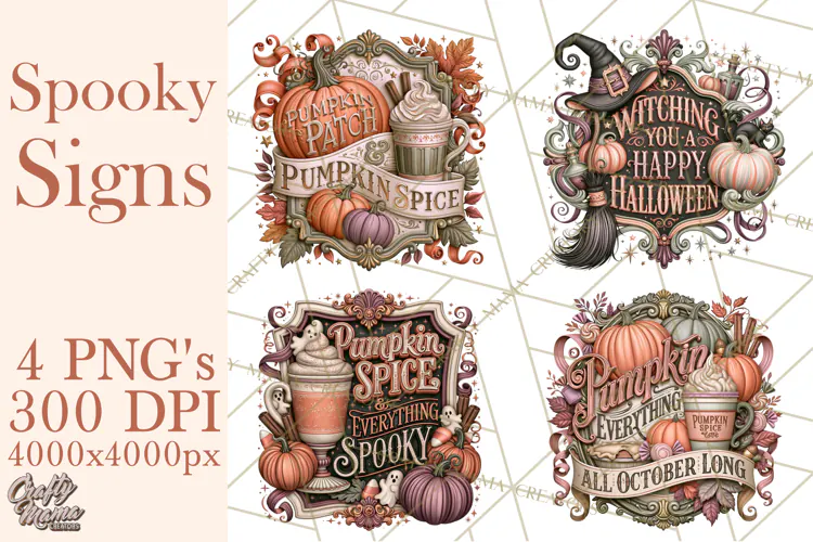 Retro Halloween Sign Clipart PNG
