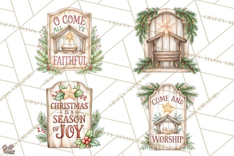 Religious Christmas Sign Clipart PNG | Nativity Designs example image 1