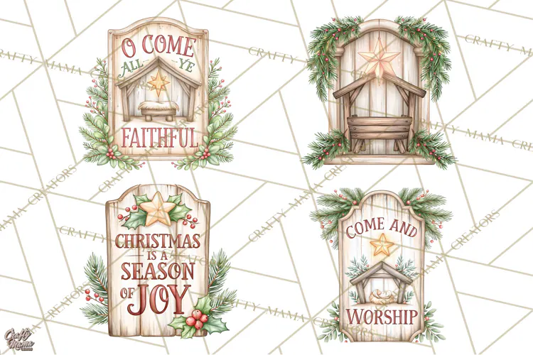 Religious Christmas Sign Clipart PNG | Nativity Designs