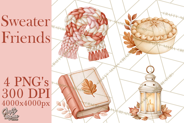 Cozy Fall Animals Clipart PNG, Fall Sweater Friends