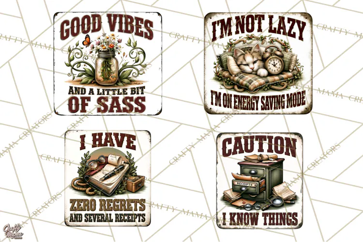 Rustic Sarcastic Quotes PNG | Vintage Funny Signs Clipart