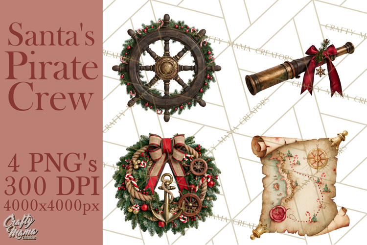 Christmas Pirate Crew Clipart PNG