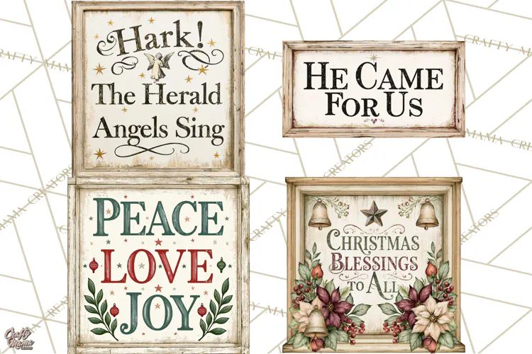 Christian Farmhouse Christmas Signs PNG