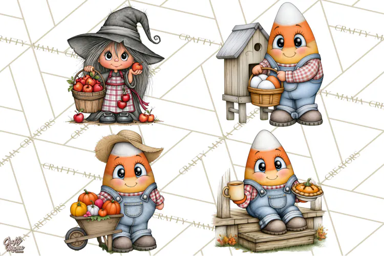 Halloween Farmhouse Monsters Clipart, Cute Halloween Farm