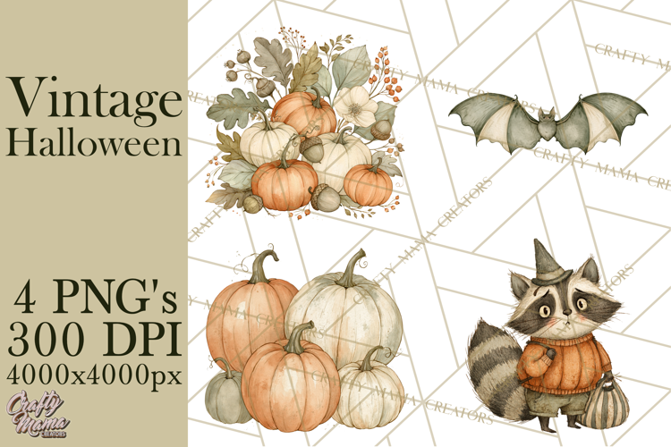 Retro Halloween Characters PNG Clipart, Vintage Halloween