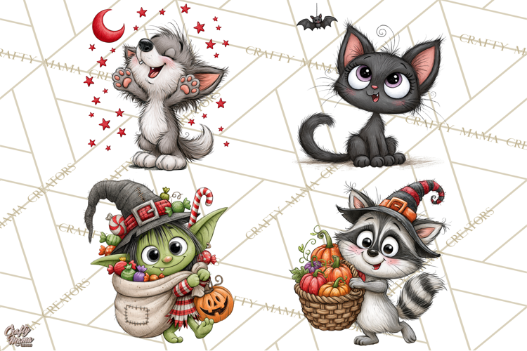 Halloween Monster Munchkins In Action PNG
