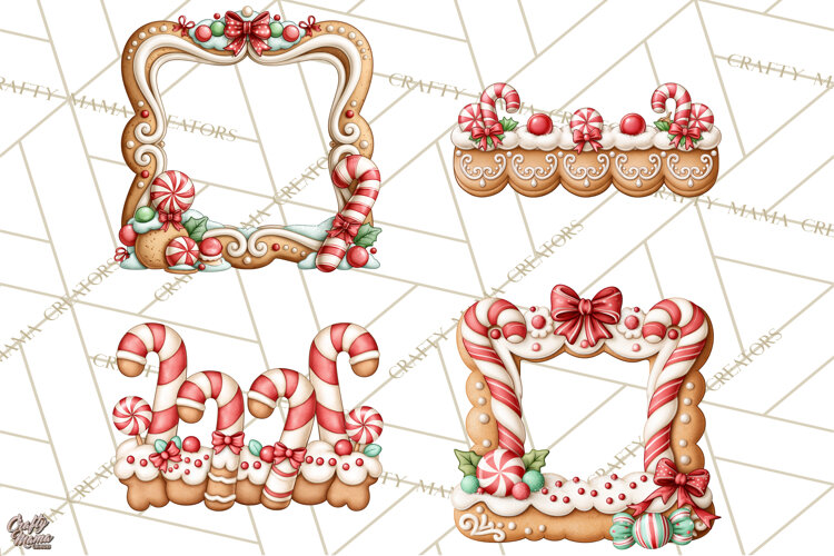 Downtown Gingerbread Town Christmas Frames PNG example image 1